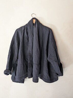Atelier Delphine Double Layer Gauze Kimono navy